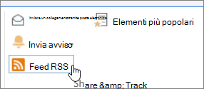 Scheda Raccolta con l'avviso RSS evidenziato