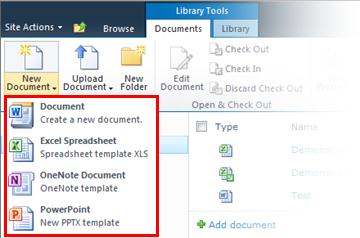 Choose from several templates when adding a new item to the library