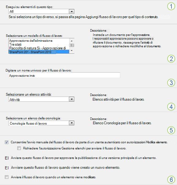 Informazioni di base per l'aggiunta del flusso di lavoro con callout delle sezioni