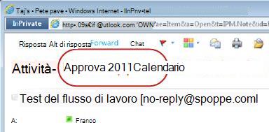 Notifica di attività con testo Approvare evidenziato
