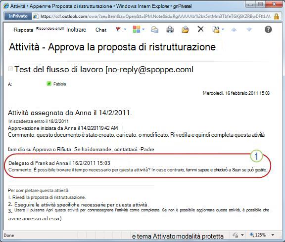 Notifica di attività per un'attività riassegnata