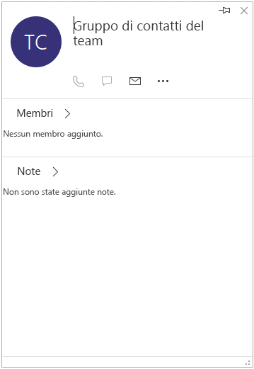 Scheda contatto per il gruppo a cui non sono stati aggiunti membri