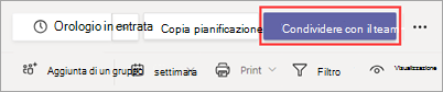 Pulsante Condividi con il team in Turni