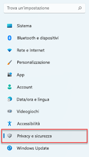 Where to find privacy settings in Windows 11.
