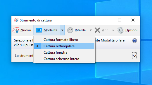 Opzioni dello Strumento di cattura