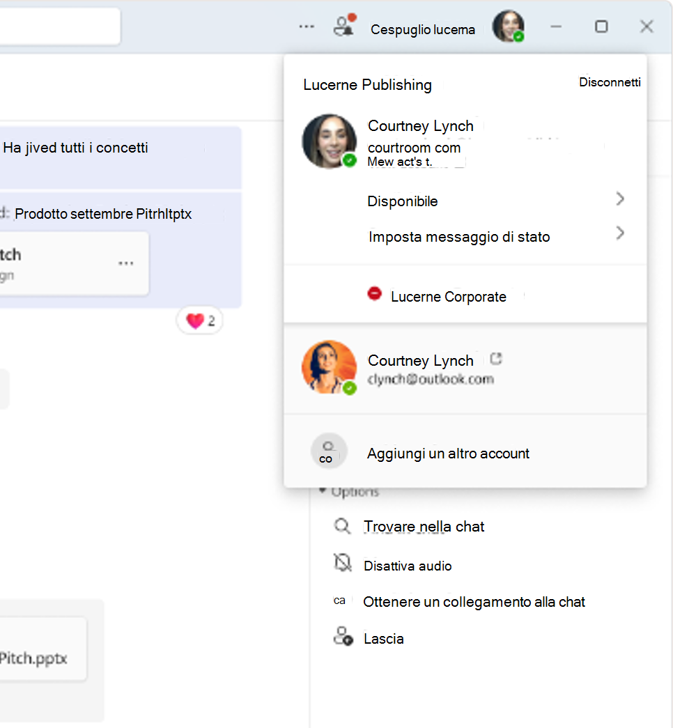 Screenshot di Teams con più utenti.