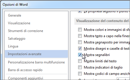 Opzioni di Word