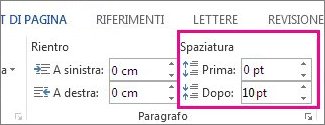 Spaziatura paragrafo