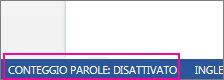 Conteggio parole disattivato