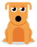 Un adesivo di esempio che è una semplice illustrazione di un cane.
