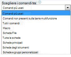 Elenco Scegli comandi da