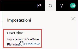Seleziona le impostazioni di OneDrive
