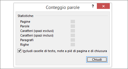 Dettagli del conteggio parole