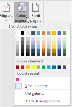 Opzioni di Colore pagina visualizzate