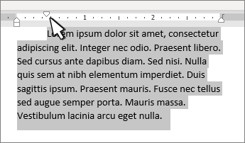 Indicatore di rientro prima riga