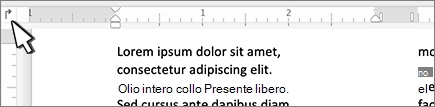 Pulsante tabulato sinistro del Mac sul righello