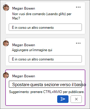 È in corso un altro messaggio di commento