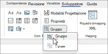 Menu Controllo gruppo