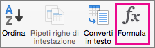 Nella scheda Layout selezionare Formula