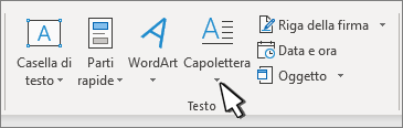 Opzione Capolettera nella scheda Inserisci.