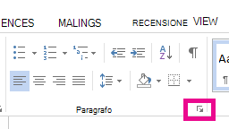 È possibile aprire la finestra di dialogo Paragrafo facendo clic sull'icona Espandi.