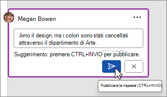 Pulsante Pubblica nel commento