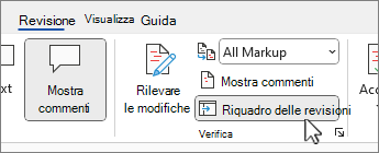 Pulsante Riquadro delle revisioni per visualizzare il riquadro delle revisioni