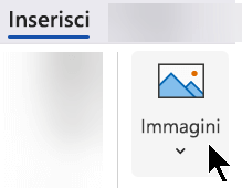 Nella scheda Inserisci della barra multifunzione, selezionare Inserisci, quindi selezionare Immagini.