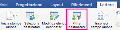 Fare clic per filtrare l'elenco di Stampa unione