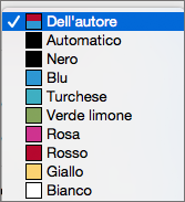 Opzioni Colore di Per autore nella finestra Revisioni