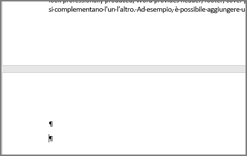 Paragrafi vuoti nella parte superiore di una pagina di Word