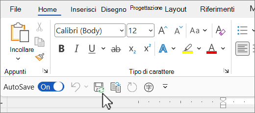 Posizione predefinita della barra di accesso rapido