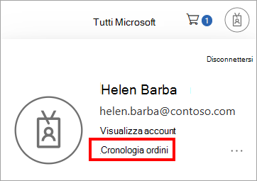 Screenshot2 che mostra dove effettuare l'accesso e visualizzare la cronologia ordini dei tuoi account