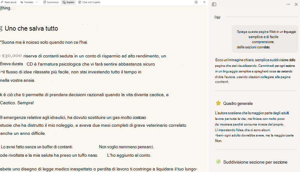 Screenshot di readingmode-copilot.