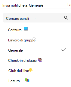 Screenshot delle notifiche di canale.