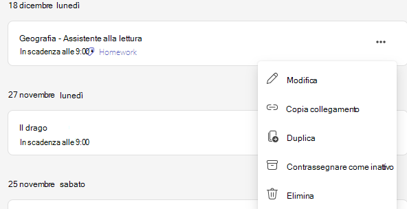Screenshot della posizione dell'opzione elimina.