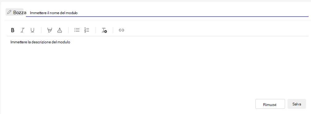 Screenshot del campo descrizione.