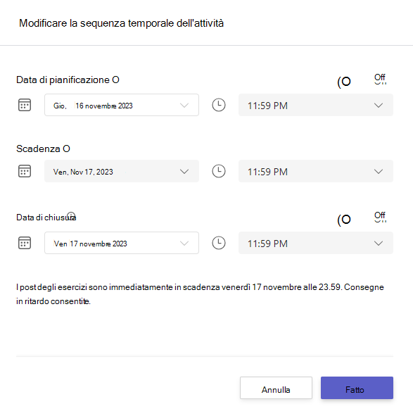 Screenshot che mostra la sequenza temporale dell'attività di modifica