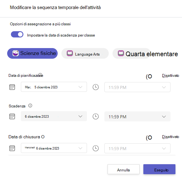 modificare la sequenza temporale