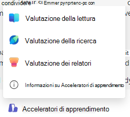 Screenshot degli acceleratori di apprendimento.