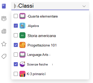 Screenshot delle opzioni multiclasse.