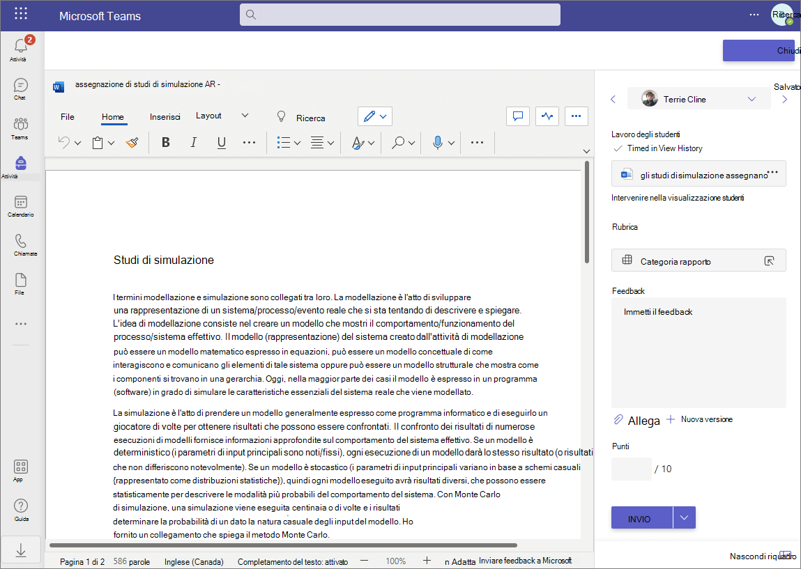 Selezionare un documento da modificare in modalità a schermo intero.