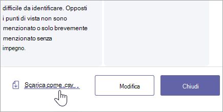 Scarica una categoria come file di .csv.