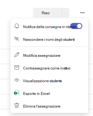 finestra di dialogo Opzioni