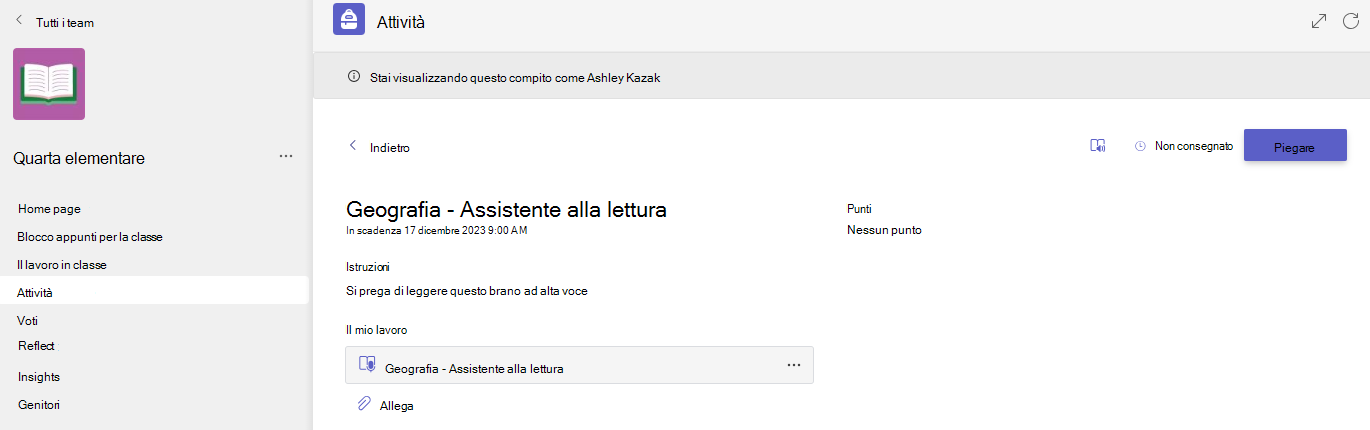 visualizzazione studente