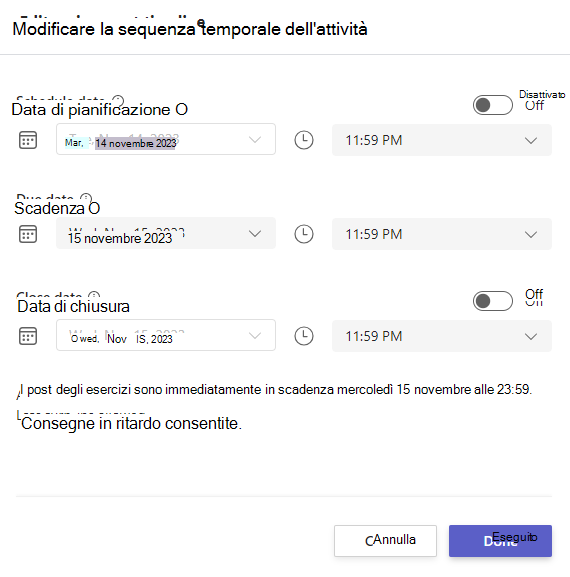 Screenshot della sequenza temporale.