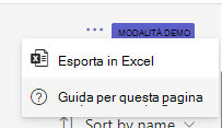 Screenshot che mostra l'opzione di esportazione.