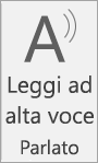 Screenshot della lettura ad alta voce dei comandi vocali.