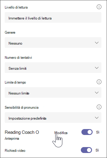 screenshot del passaggio selezionato, con opzioni aggiuntive per la modifica dell’attività