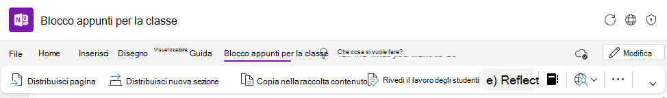 Screenshot di Reflect sulla barra multifunzione.